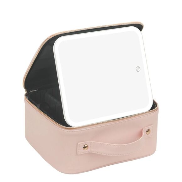 Prive Cosmetic Organizer w/LED Mirror- Pink - Picture 4 of 13